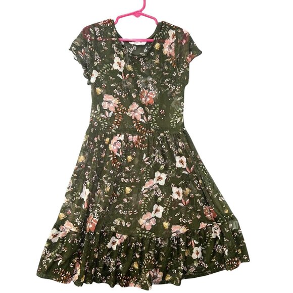 Beautees Other - Girls Green Floral Dress & Slip Set Size 7